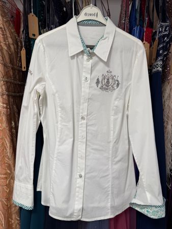 L`Argerntina Bluse Hemd Gr. 38 40 , weiss/silber Stickerei